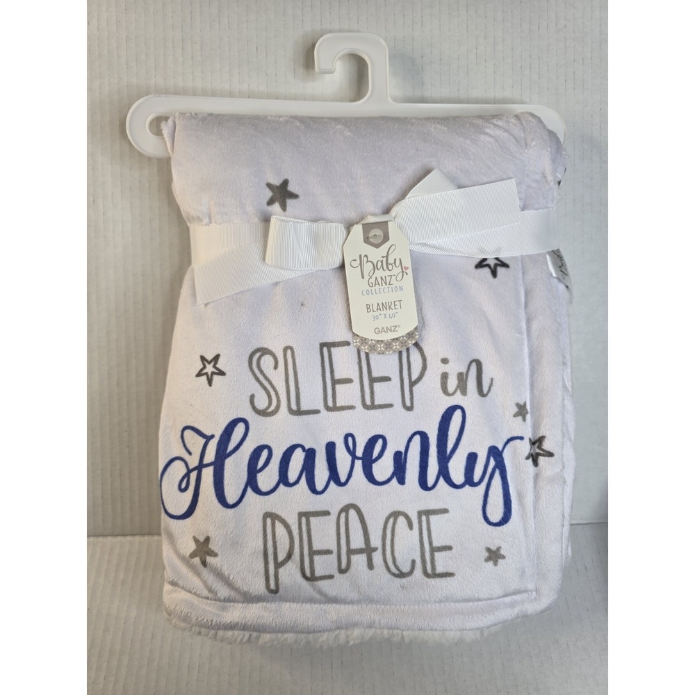 Baby Ganz Sleep in‎ Heavenly Peace Blanket White With Stars Newborn Gift NEW*